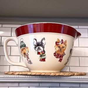 The Bake Shop by Masterclass Holiday Dog Batter Bowl 10" Ceramic Christmas Dish